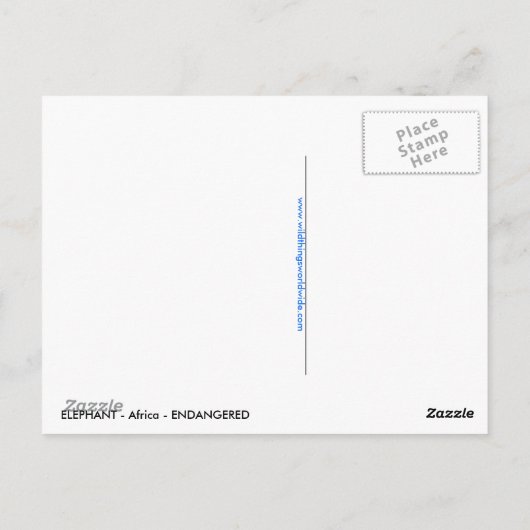 Handgetekende Afrikaanse olifant Conservation - Bl Briefkaart (Achterkant)