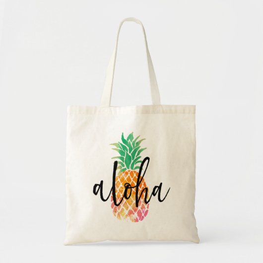 Handgetekende Aloha Tropical waterverf Ananas Tote Bag (Voorkant)