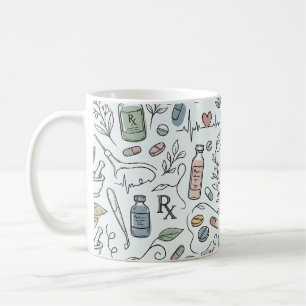 Handgetekende Apotheek Doodle Mok   Moderne Welzij