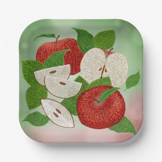 Handgetekende Appel Borden – Rustic Modern Papieren Bordje (Voorkant)