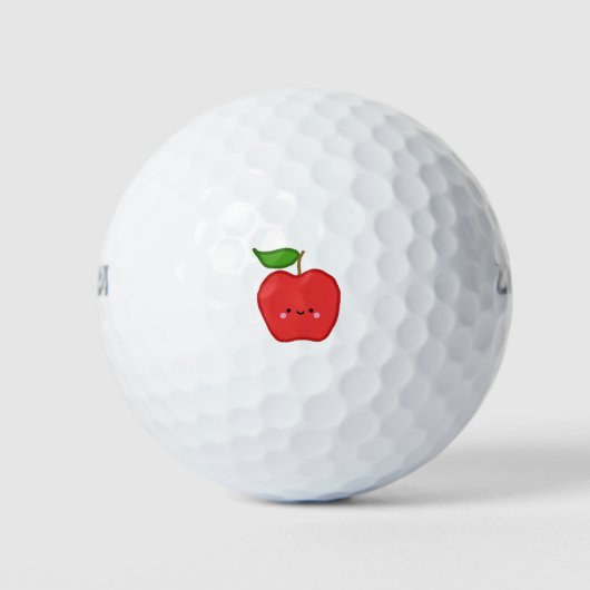 Handgetekende Apple Cartoon Illustratie Golfballen (Voorkant)