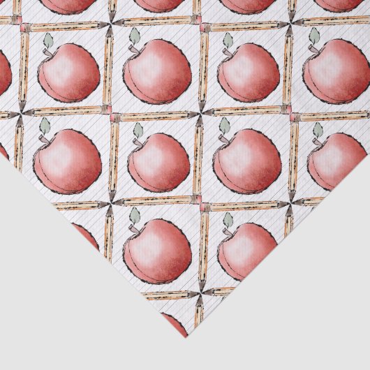 Handgetekende Apple & Pencil voor docenten Tissuepapier (Detail)