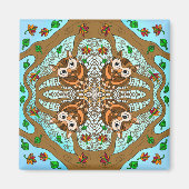 Handgetekende Art Owl Mandala Magneet (Voorkant)
