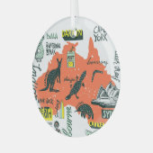 Handgetekende Australische attracties, typografie  Glas Ornament (Voorkant links)