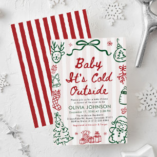 Handgetekende Baby Het Is Koud Buiten Baby Shower Kaart