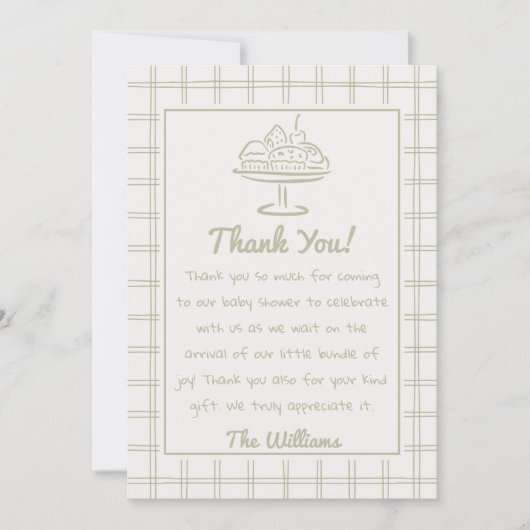 Handgetekende Baby in het ovenbrood Baby shower Bedankkaart (Voorkant)