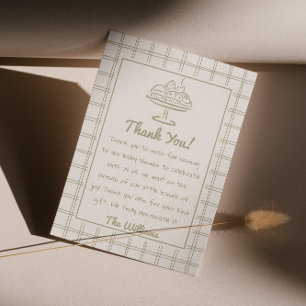 Handgetekende Baby in het ovenbrood Baby shower Bedankkaart