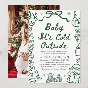 Handgetekende Baby It's Cold Outside Baby Shower Kaart