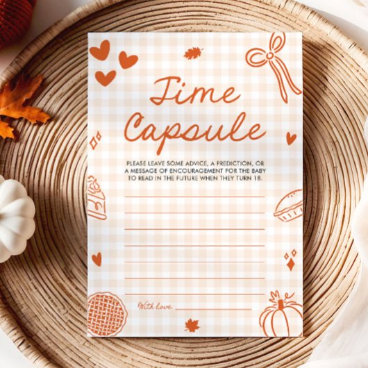 Handgetekende baby shower-tijdscapsule-game voor h kaart