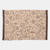 Handgetekende Bakkerij Patroon Challah Theme Theedoek (Horizontaal)