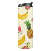 Handgetekende bananen, watermeloenen: zomerpatroon thermosbeker (Gedraaid links)