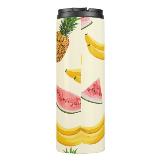 Handgetekende bananen, watermeloenen: zomerpatroon thermosbeker (Achterkant)