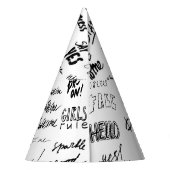 Handgetekende belettering, typografie doodle colle feesthoedjes (Achterkant)