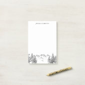 Handgetekende bergen voor aantekeningen lijst post-it® notes (Op bureau)