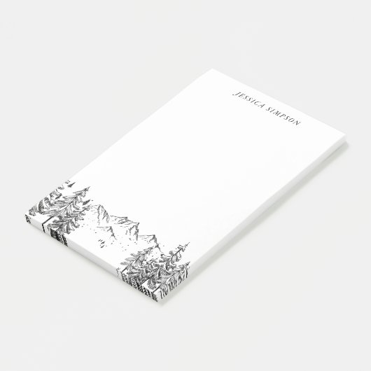 Handgetekende bergen voor aantekeningen lijst post-it® notes (Schuin)