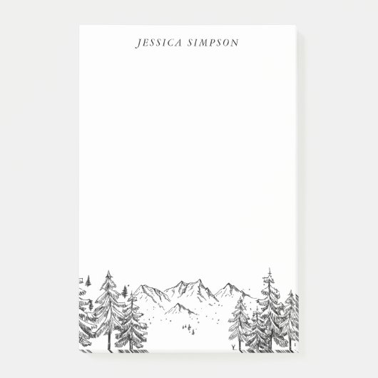 Handgetekende bergen voor aantekeningen lijst post-it® notes (Voorkant)