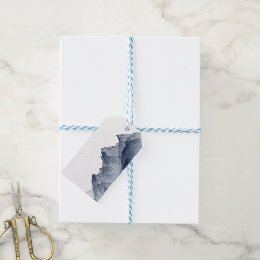 Handgetekende berglandschap in minimalistische sti cadeaulabel (Met Touw)