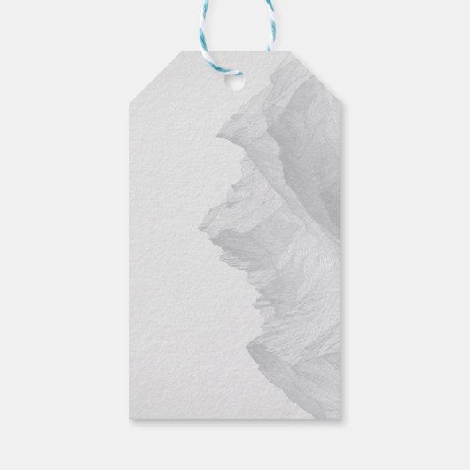 Handgetekende berglandschap in minimalistische sti cadeaulabel (Achterkant)