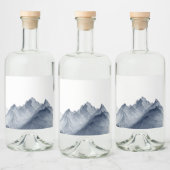 Handgetekende berglandschap in minimalistische sti likeurfles etiket (Flessen)