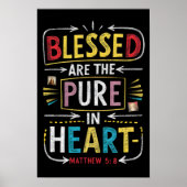 Handgetekende Bijbelvers: Gezegend Zuiver Hart Poster (Voorkant)