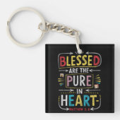 Handgetekende Bijbelvers: Gezegend Zuiver Hart Sleutelhanger (Voorkant)