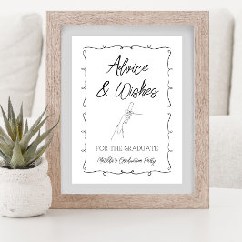 Handgetekende Black&White Afstuderen Advies & Wens Perfect Poster