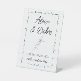 Handgetekende Black&White Afstuderen Advies & Wens Reclamebord Met Voetstuk