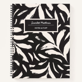 Handgetekende Bladeren Achter Naadloos Eenvoudig P Notitieboek