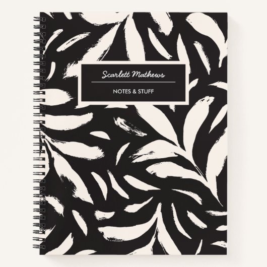 Handgetekende Bladeren Achter Naadloos Eenvoudig P Notitieboek (Voorkant)