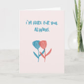 Handgetekende blauwe en roze tulpen geïnspireerd o kaart (Voorkant)