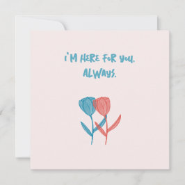 Handgetekende blauwe en roze tulpen geïnspireerd o kaart