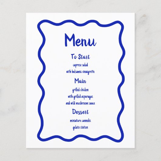 Handgetekende Blauwe golvende Rand Vrijgezellenfee (Voorkant)