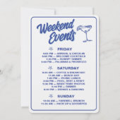 Handgetekende Blauwe Strandfeest Bruidsweekend Kaart (Achterkant)