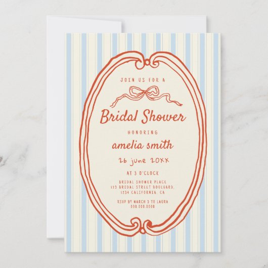 Handgetekende Blauwe strepen Eigenzinnig Vrijgezel Kaart (Voorkant)