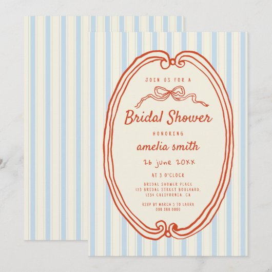 Handgetekende Blauwe strepen Eigenzinnig Vrijgezel Kaart (Voorkant / Achterkant)