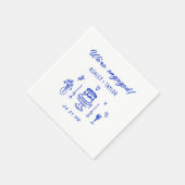 Handgetekende Blauwe Verlovingsfeestje met een Knu Servet (Hoek)