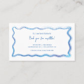 Handgetekende Blauwe Waterverf Lijst Elegant Desig Visitekaartje (Achterkant)