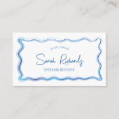 Handgetekende Blauwe Waterverf Lijst Elegant Desig Visitekaartje (Voorkant)