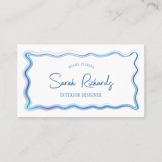 Handgetekende Blauwe Waterverf Lijst Elegant Desig Visitekaartje