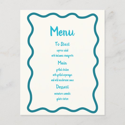 Handgetekende Blauwgroen Wavy Border Vrijgezellenf (Voorkant)