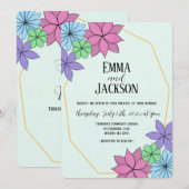 Handgetekende Bloem Huwelijksuitnodiging Kaart (Voorkant / Achterkant)