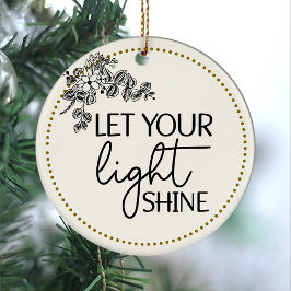 Handgetekende bloembloem laat je licht schijnen keramisch ornament