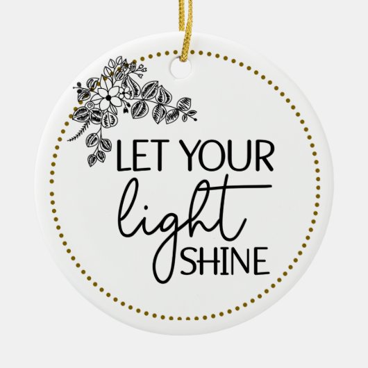 Handgetekende bloembloem laat je licht schijnen keramisch ornament (Voorkant)