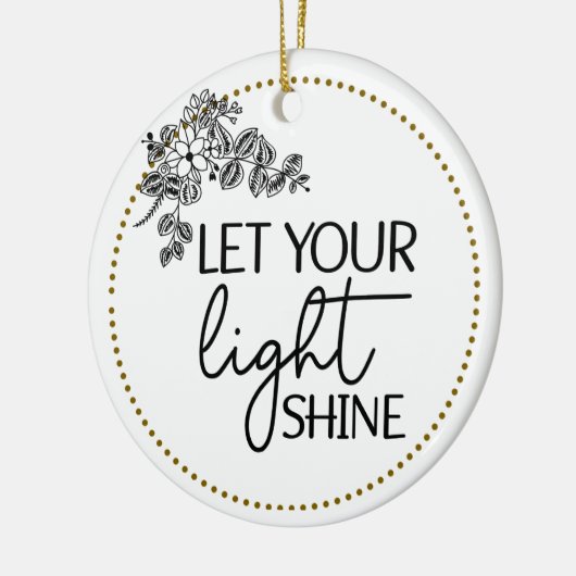 Handgetekende bloembloem laat je licht schijnen keramisch ornament (Links)