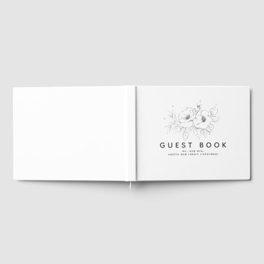 Handgetekende bloemen Elegant Modern Gastenboek (Volledig)