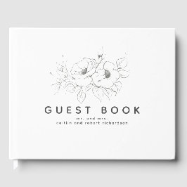 Handgetekende bloemen Elegant Modern Gastenboek