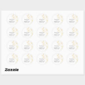 Handgetekende bloemen Elegante gouden bruiloft Ronde Sticker (Vel)