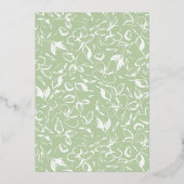 Handgetekende Bloemen Elegante Sage Green Wedding Folie Uitnodiging (Achterkant)