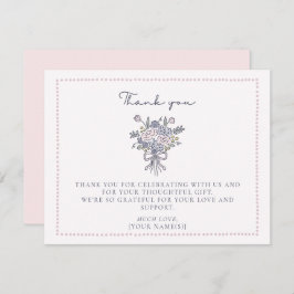 Handgetekende bloemen, gestippeld lijst Bedankt ka Kaart