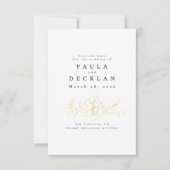 Handgetekende Bloemen Goud en Wit Save the Date (Voorkant)